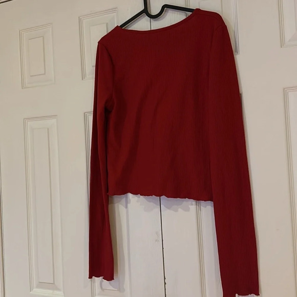 Revamped bodycon ribbed  sweater long sleeve Vneck top Sz l - Picture 10 of 10